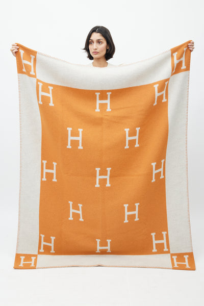 Hermès // Orange & Grey Avalon Throw Blanket – VSP Consignment