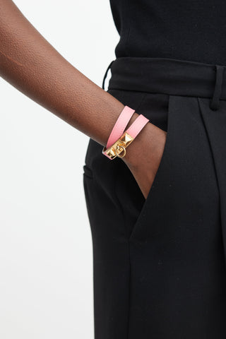Hermès Pink & Gold Double Tour Leather Bracelet