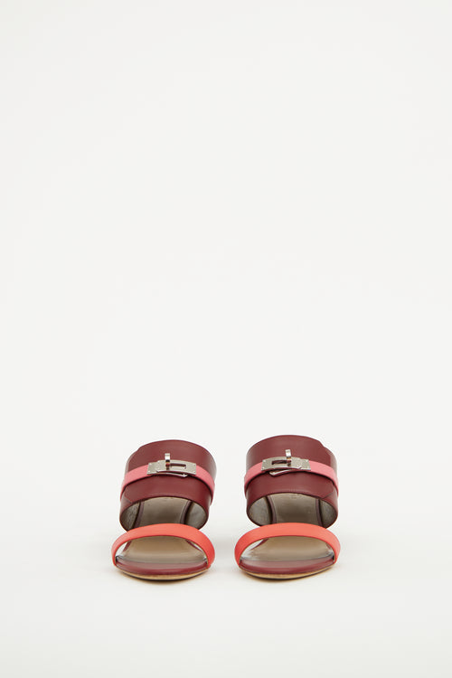 Hermès Burgundy Turn Lock Ovation Sandal