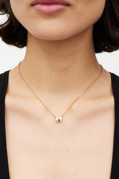 Hermès // Gold Mini Pop H White Pendant Necklace – VSP Consignment