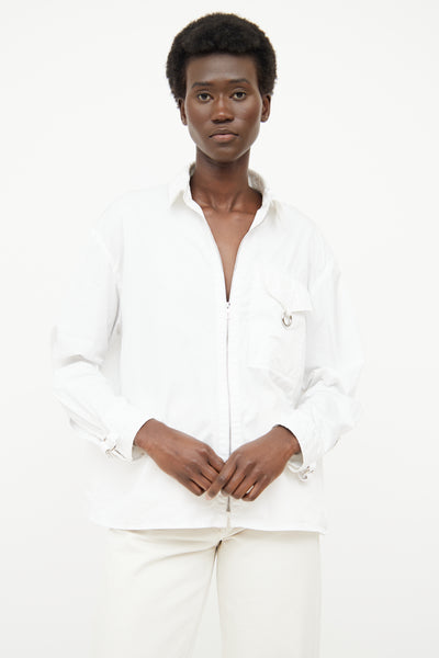 hermes dress shirt in color Blanc/white Cotton Twill Size 36 NEW 60% O size down for a slimmer fit. Hermes - Green Equestrian Motif