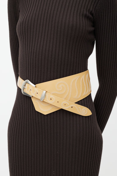 Isabel Marant // Beige Leather Asymmetrical Western Belt – VSP