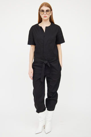 Isabel Marant Étoile Black Linen Short Sleeve Jumpsuit