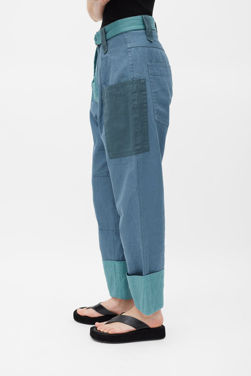 Isabel Marant Étoile Blue Panelled Keyega Cargo Trouser