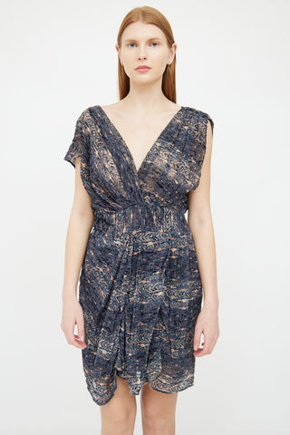 Isabel Marant Blue Textured Drape Dress