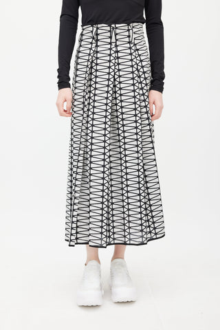 Issey Miyake Black & White Geometric Skirt