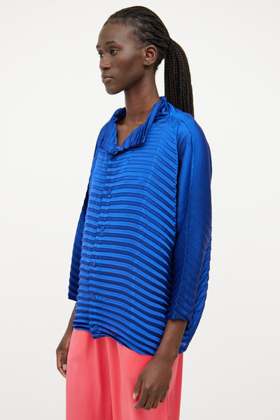 me ISSEY MIYAKE Shaggy Pleated Button Down cardigan tops MI43FO923 green