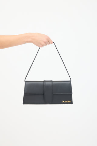 Jacquemus // Black Leather Le Bambino Long Shoulder Bag