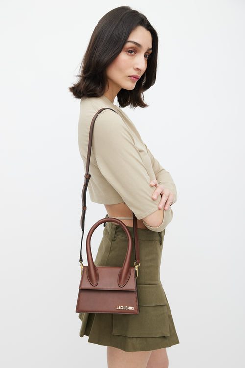 Jacquemus Brown Leather Le Chiquito Moyen Crossbody Bag