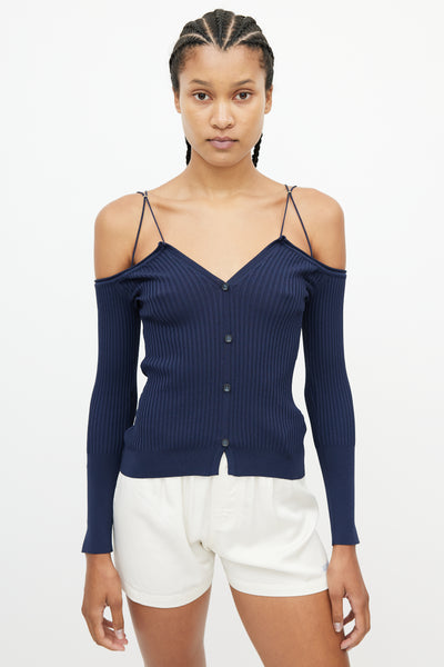 Jacquemus // Navy Ribbed Le Cardigan Tordu – VSP Consignment