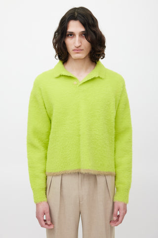 Jacquemus Neon Green Textured Polo