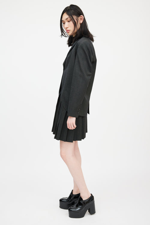 Jean Paul Gaultier Femme Black Pinstripe Skirt Suit