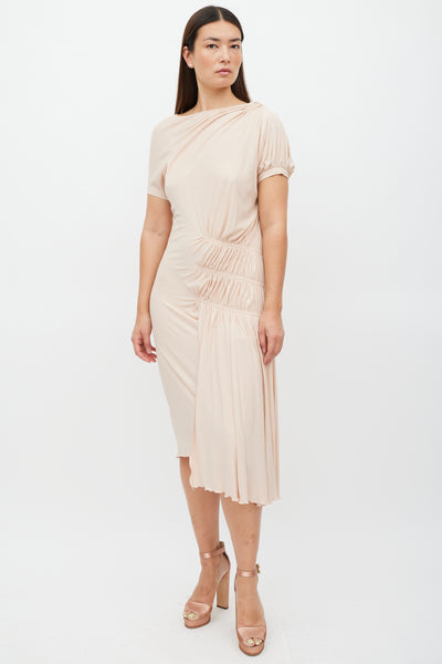 Jean Paul Gaultier // Pink Gathered Asymmetrical Dress – VSP Consignment