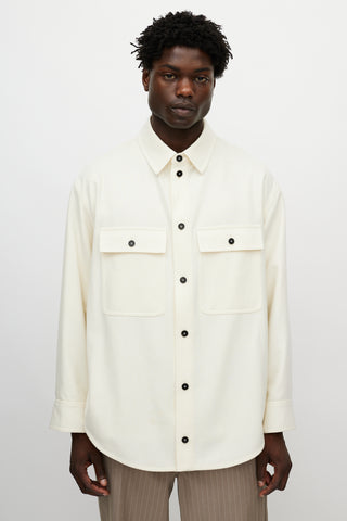 トップス JIL SANDER WORDROBE WOOL SHIRT Jil-Sander-Cream-Wool-Shirt-