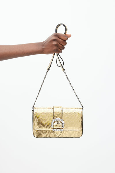 Jimmy Choo // Gold Cheri Embossed Crystal Bag – VSP Consignment