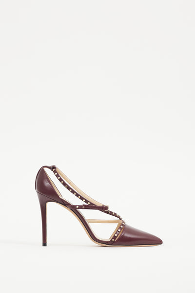 Jimmy Choo Tiff Studded Jimmy Choo // Burgundy Gold Leather