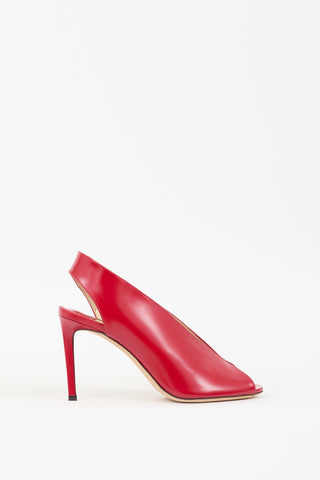 Jimmy Choo // Red Leather Shar 85 Peep Toe Pump – VSP Consignment
