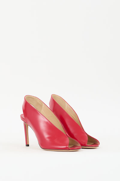 Jimmy Choo // Red Leather Shar 85 Peep Toe Pump – VSP