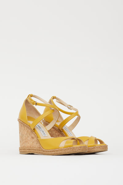 Yellow Strappy Alanah Espadrille Wedge Sandal