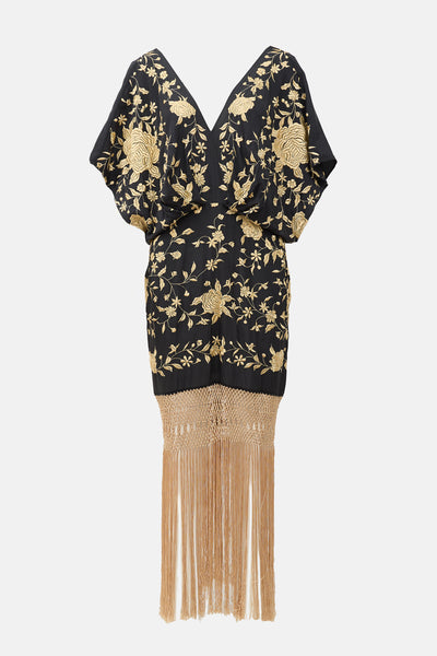Johanna Ortiz // Silk Embroidered Fringe Hem Dress – VSP Consignment