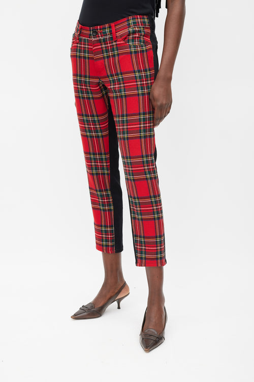 Junya Watanabe Red & Multicolour Plaid Front Trousers