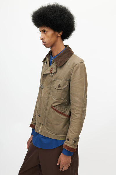 x Barbour Green Toggle Waxed Jacket