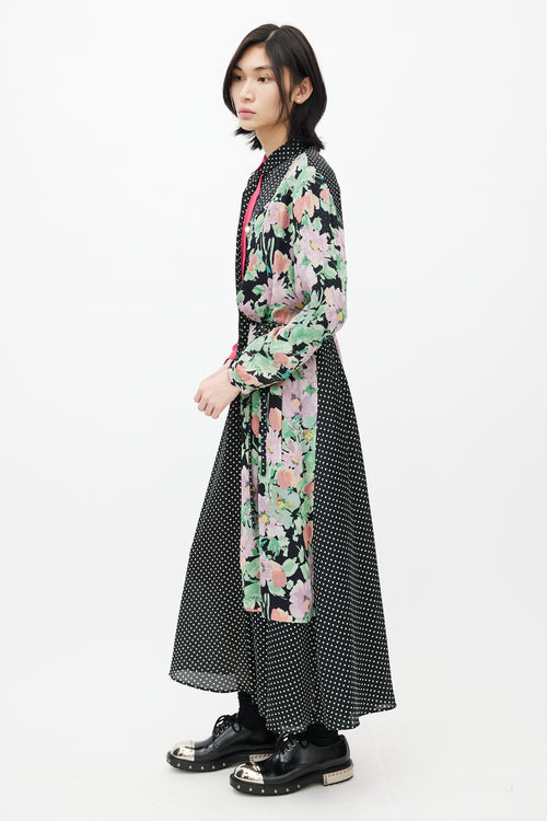 Junya Watanabe Fall 2019 Multi Spliced Print Asymmetrical Dress