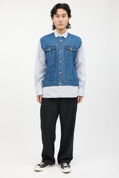 X Levi's Blue & White Striped Denim Shirt