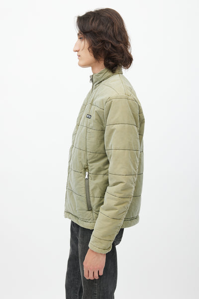 Green Quilted Logo Jacket