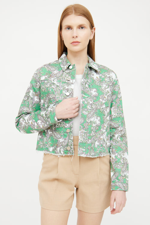 L'Agence Green & White Paisley Jacket