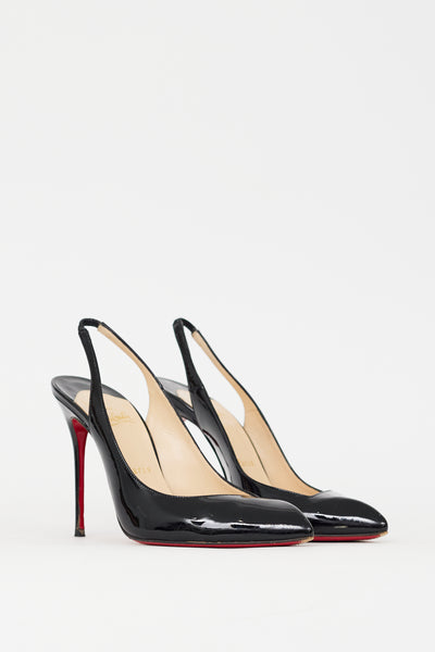 Christian Louboutin // Black Patent Leather Fleuve 110 Slingback