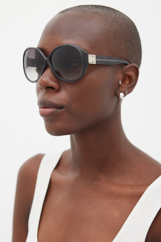 Louis Vuitton Black & Silver Z0407W Glitter Circular Sunglasses
