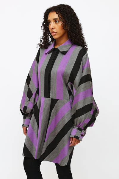 Louis Vuitton // Purple, Black and Grey Striped Dress – VSP Consignment