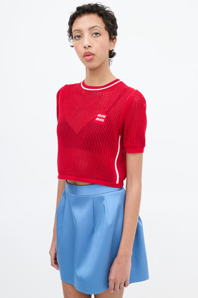 Miu Miu // Red Knit Logo Crop Top – VSP Consignment