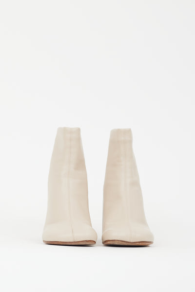 m*y様 【MM6】WHITE side ZIP ankle-BOOTS White Leather Zipped Ankle Boots | Maison Margiela