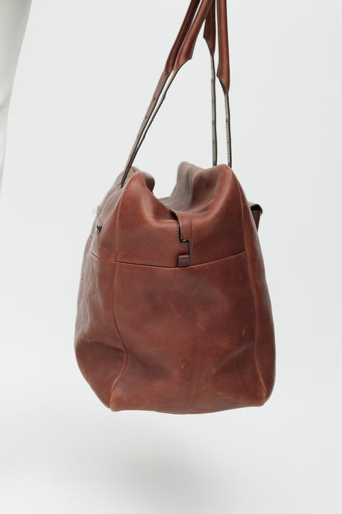 Maison Margiela Brown Leather Duffle Bag