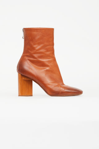 Maison Margiela Brown Block Heel Leather Boot