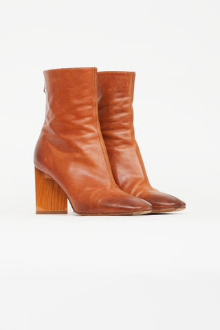 Maison Margiela Brown Block Heel Leather Boot