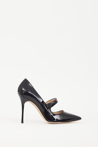 Manolo Blahnik // Black Patent Camparinew Mary Jane Pump