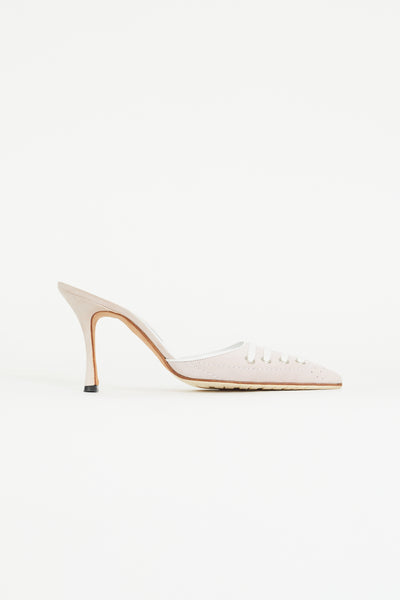 Vintage Pink Suede Lace Up Sneaker Mule