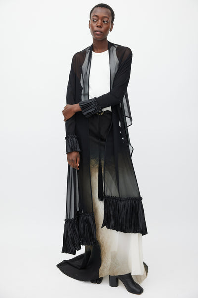 Marie Saint Pierre // Black Sheer Mesh Pleated Long Cardigan – VSP