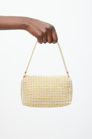 Marina Fossati Gold Leather Crystal Bag