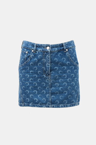 Marine Serre // Denim Crescent Mini Skirt – VSP Consignment