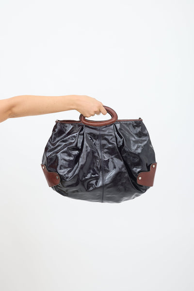 Marni // Navy Brown Patent Leather Balloon Bag – VSP