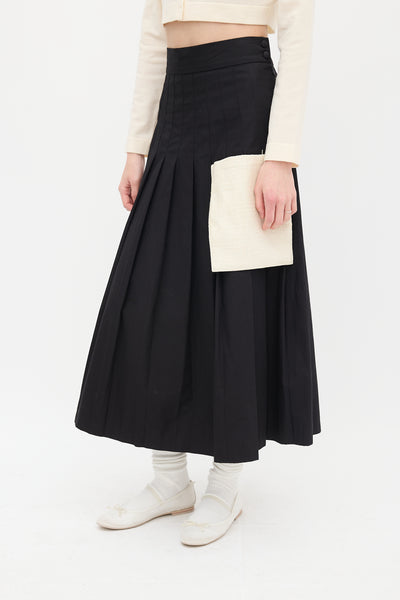 Maryam Nassir Zadeh プリーツスカート Maryam Nassir Zadeh // Black & Begie Pleated Pocket Skirt – VSP