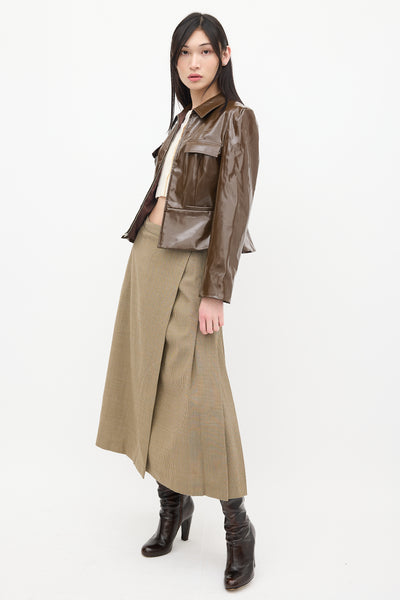 Maryam Nassir Zadeh // Brown & White Wool Check Wrap Skirt – VSP