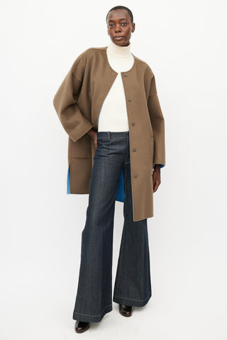 Max Mara // Blue & Brown Reversible Wool Coat – VSP Consignment