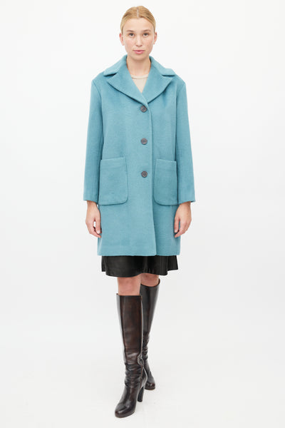 Max Mara // Blue Textured Wool Coat – VSP Consignment