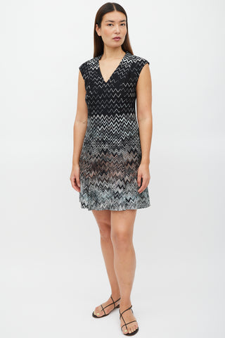 Missoni Black & Multicolour Knit Pleated Dress
