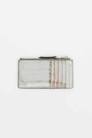 Miu Miu Silver Leather Embroidered Patch Wallet